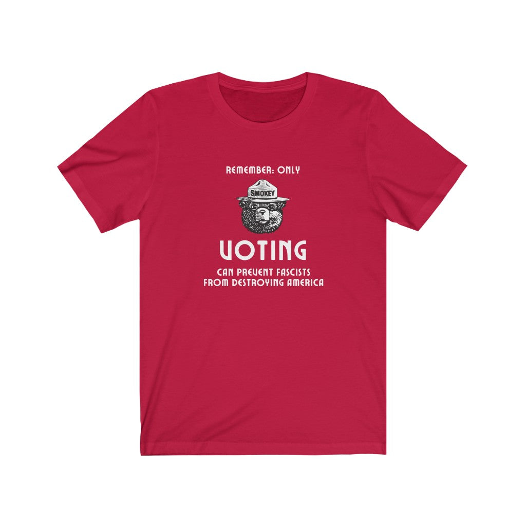 "Smokey The Bear: Only Voting" Unisex Jersey Short Sleeve Tee