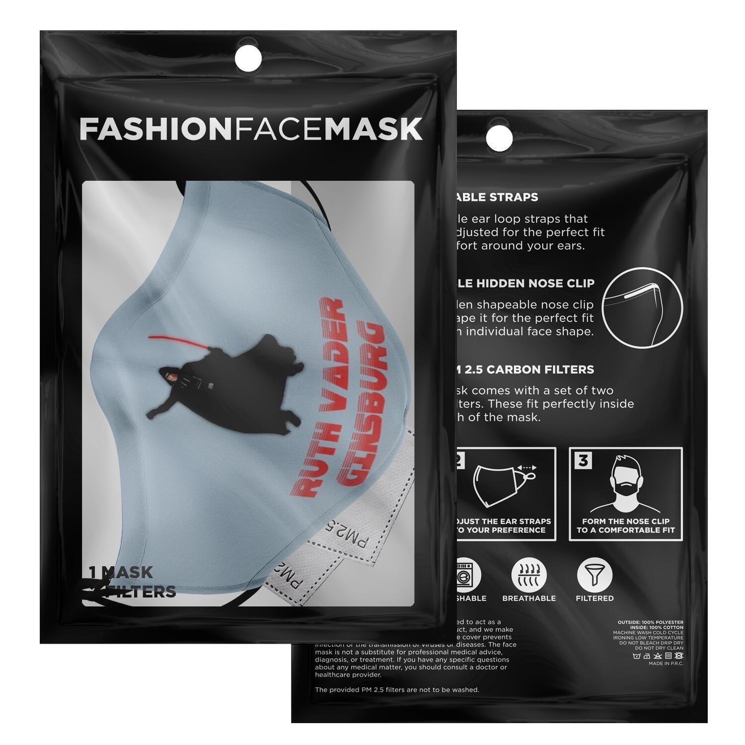 Ruth Vader Ginsburg Face Mask - True Blue Gear