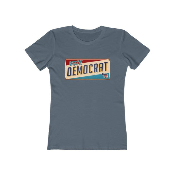 "Vote Democrat License Plate" Campaign Button Women's Tee - True Blue Gear