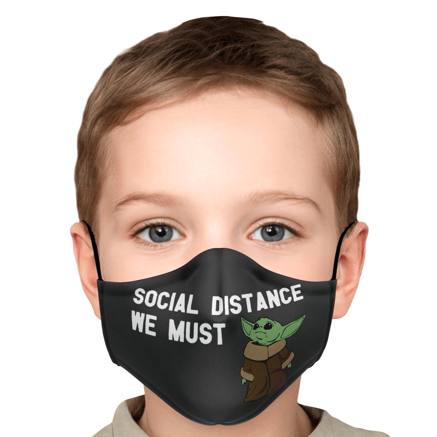 "Social Distance, We Must" Baby Yoda Face Mask - True Blue Gear