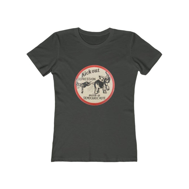 "Kick Out Depression With a Democratic Vote" Campaign Button Women's Tee - True Blue Gear