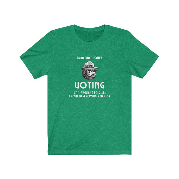 "Smokey The Bear: Only Voting" Unisex Jersey Short Sleeve Tee