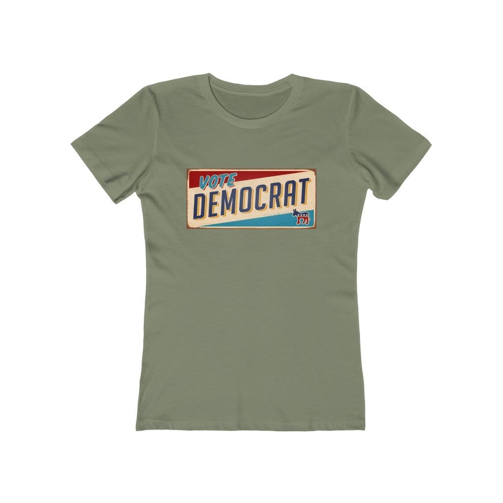 "Vote Democrat License Plate" Campaign Button Women's Tee - True Blue Gear