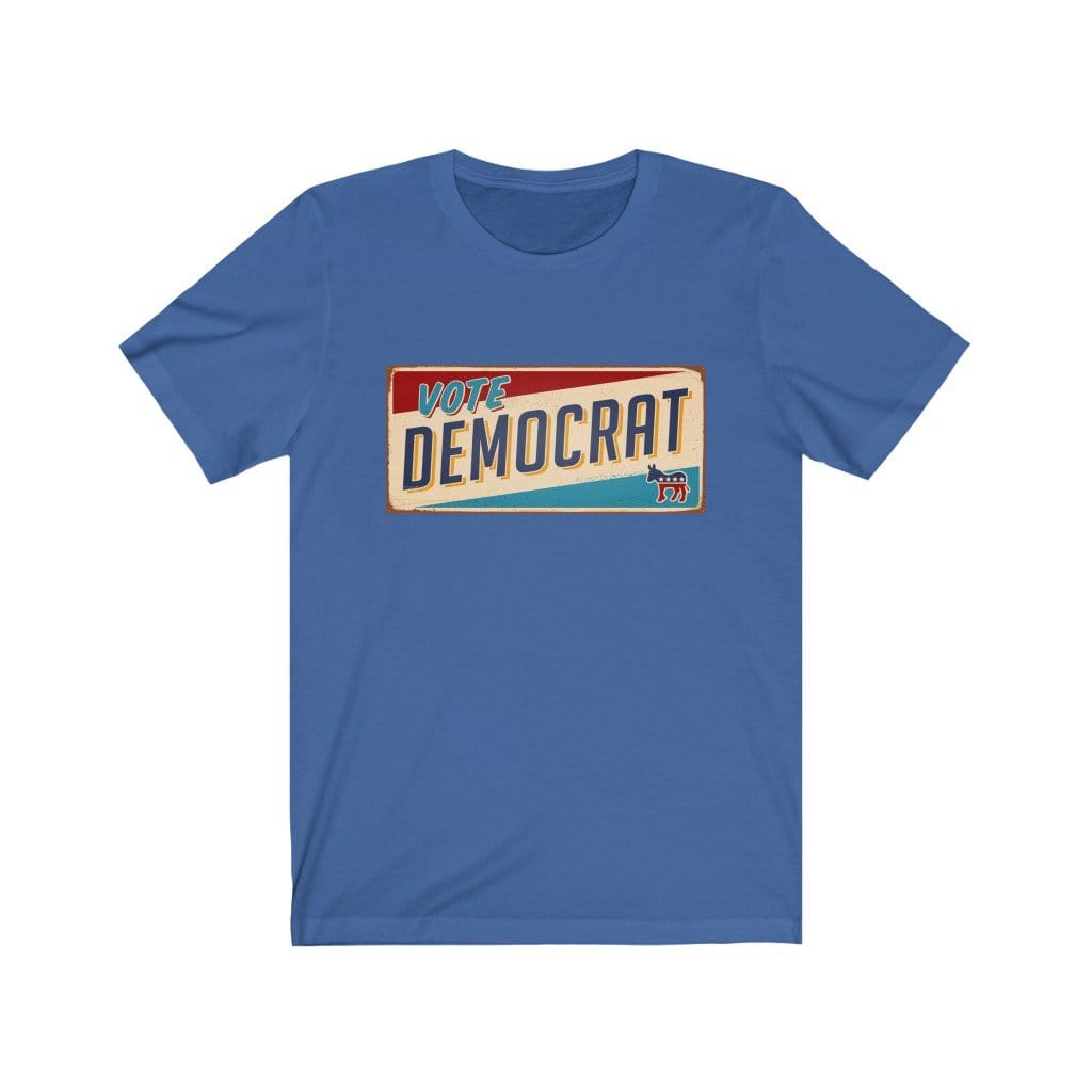 "Vote Democrat License Plate" Unisex Jersey Short Sleeve Tee - True Blue Gear