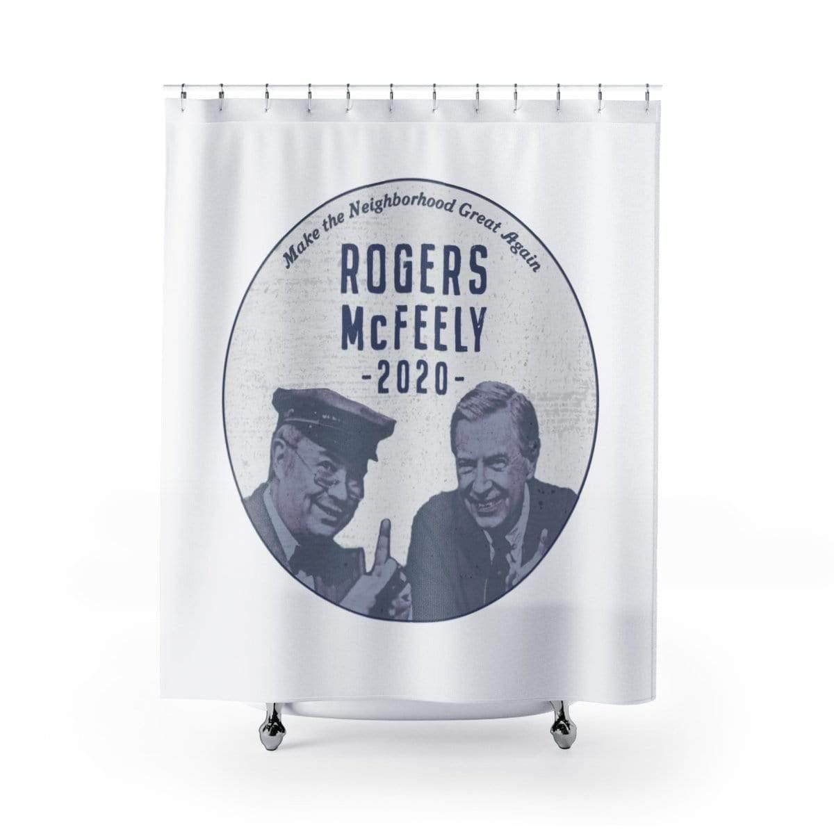 "Rogers/McFeely 2020" Shower Curtain - True Blue Gear
