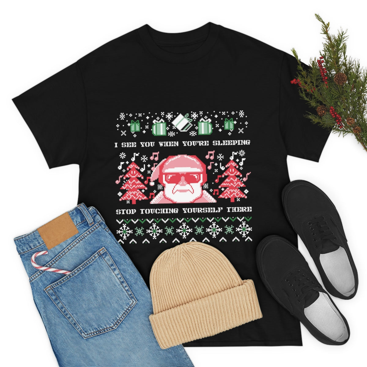 "I See You When You're Sleeping" Ugly Sweater Unisex Heavy Cotton Tee